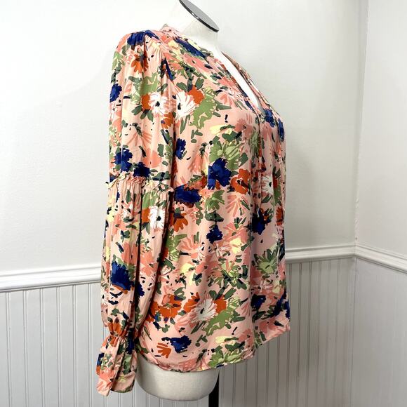 Eloquii Plus Size 18 Shirt Floral Peasant Top Ruffle Sleeve Boho Romantic Spring - Picture 2 of 10